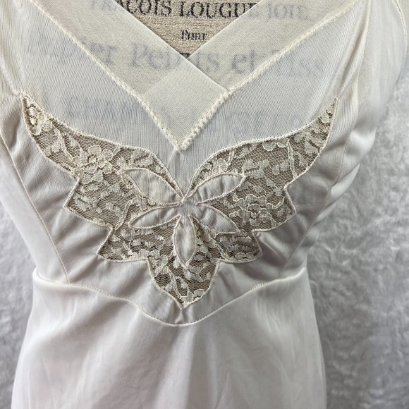 Vintage White Full Slip, 1960's, Youth Form, Lace Opaque Nylon Tricot Bodice - Picture 2 of 6